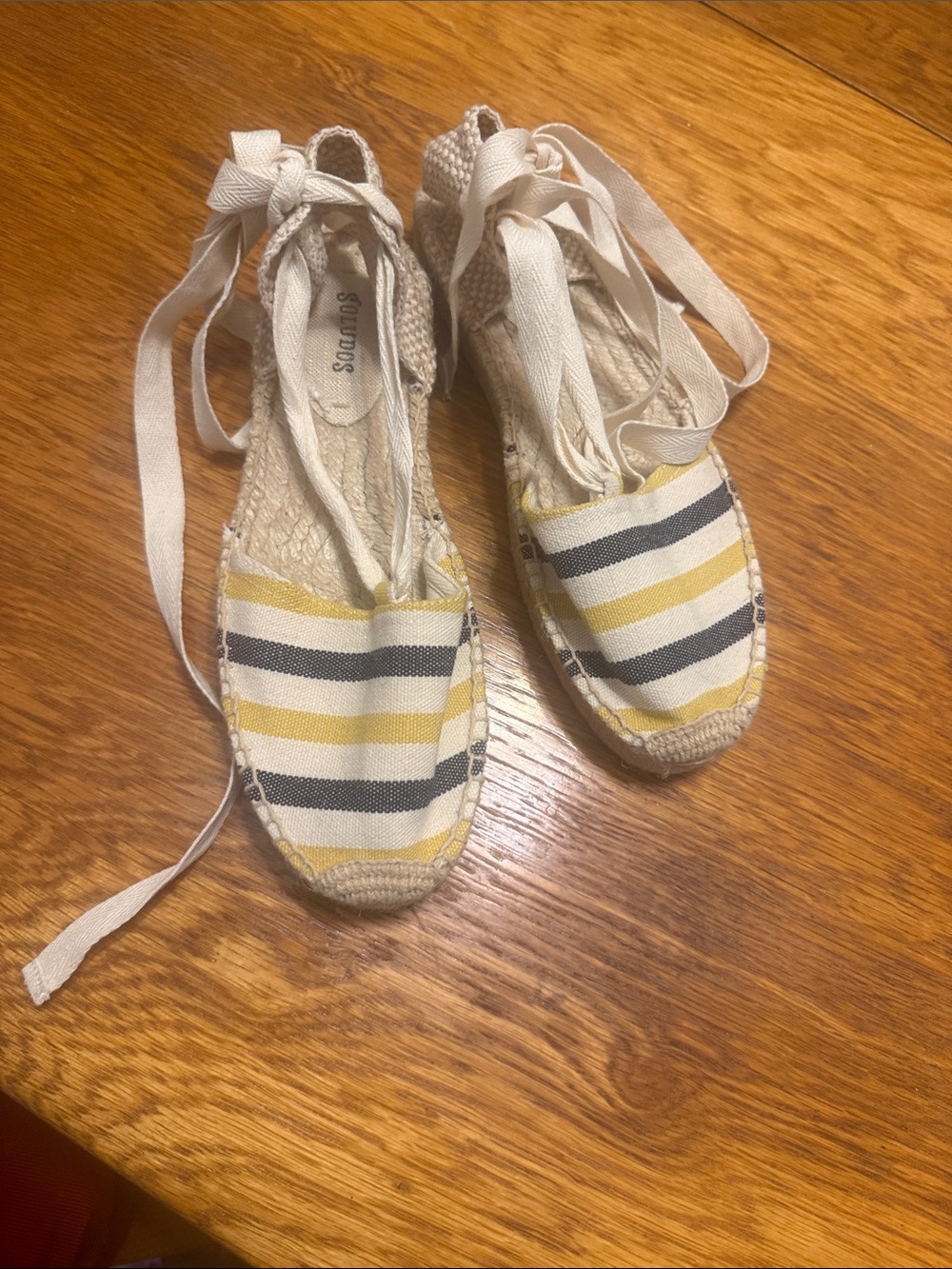 Soludos Striped Espadrille Flats in Yellow, Navy & White LNC